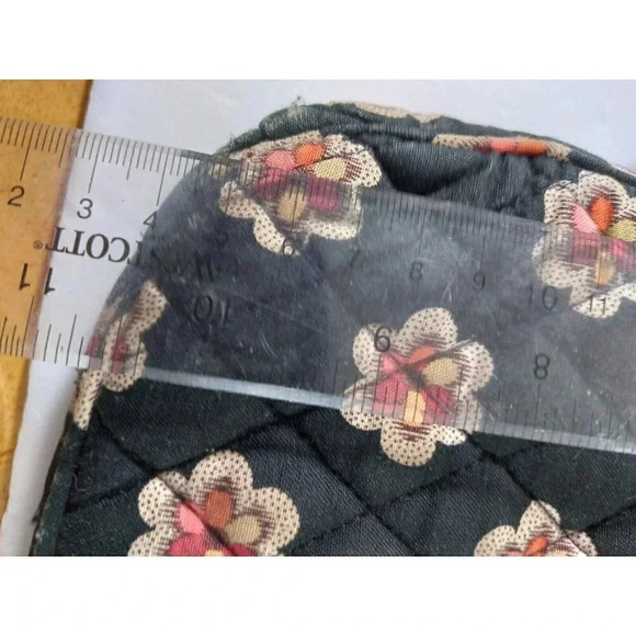 Vera Bradley Purse Black Floral 9.5 X 10" Adjustable Strap Tortoise Shell Buckle - Picture 6 of 6